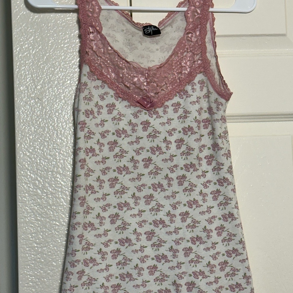 Floral Lace Trim Sleepwear by Betsey Johnson - Pink and White